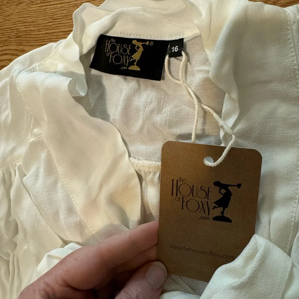 House of Foxy NWT 1930s/40s style bow blouse UK 16 (US 12 - see size chart) - Picture 2 of 5